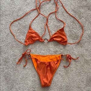 Orange Bikini Set with Ring Detail